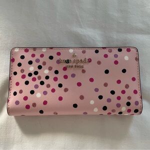 Kate Spade Pink Sparkle Confetti Slim Fold Wallet